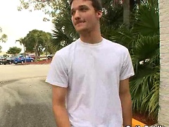 Cute guy stripping outdoors
