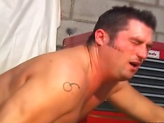 Two hairy guys pounding ass