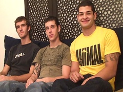 Three amateur guys Forrest, Logan and Pyro fuck