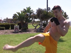 Liam strockes his muscled cock