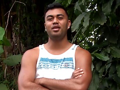 Samoan Sefa - Beefy Big Brown Furry Butt Boy Jerks Outdoors in Hawaii!