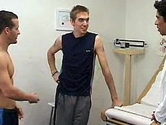 College boy and coach visit the doctor for some fun.