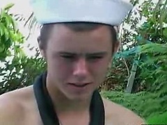 Hot Sailor Twink jerking hit hard cock off in this video