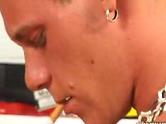 Gay smokers having sex action while they are smoking