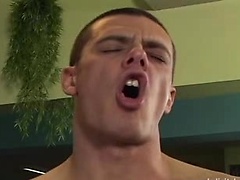 Guy strips it off wack off his cock at the gym and cum