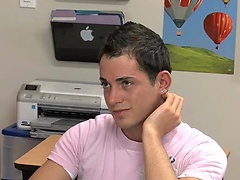 Skyelr Bleu is in the classroom sucking and then fucking cutie Kalob Bridge in his tight ass