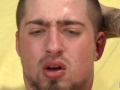Brit Boy Troy Haydon shoves a 12 in dildo up his eager ass