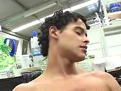 Latino Twink jerking his cock off and cum all over himself !