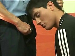 Sex-frenzied cop stretches hunky convict’s ass