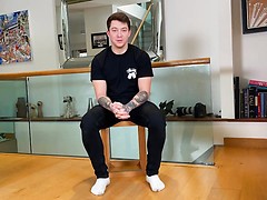 Young Straight Lad Jon Wanks his Huge Uncut Cock & Shoots Loads of Cum Everywhere!