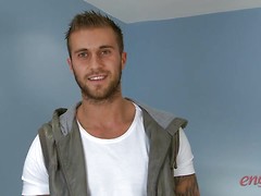 Muscular & Ripped Straight Footballer Jake Plays with a Dildo for the 1st Time!
