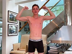 Young Ultra Lean Lad Wanks his Uncut Cock & Squirts Cum all over himself!