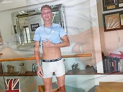 Young Slim Louis Wanks his Huge 8 Inch Uncut Cock & Squirts a Big Load Everywhere!